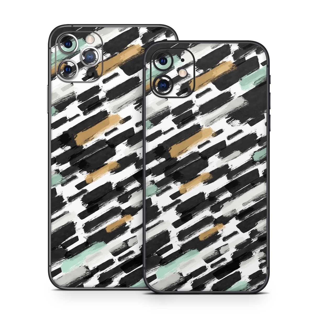 iPhone 11 Series Skin design of Pattern, Line, Design, Material property, Rectangle, with black, white, orange, blue, yellow colors