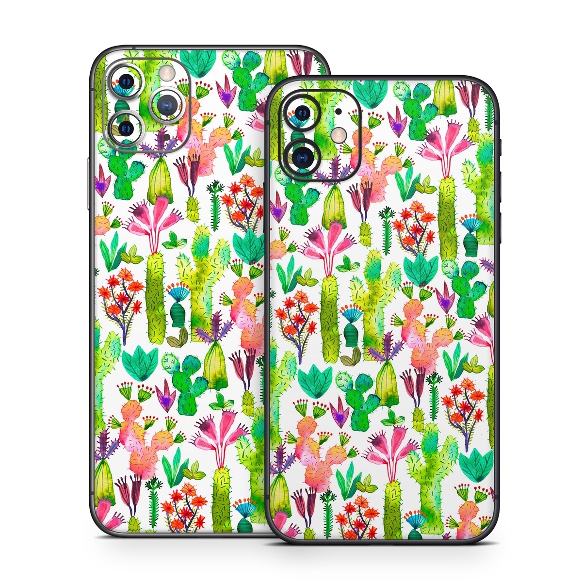 iPhone 11 Series Skin design of Pattern, Floral design, Plant, Wildflower, Wrapping paper, with white, green, red, purple, pink, black colors