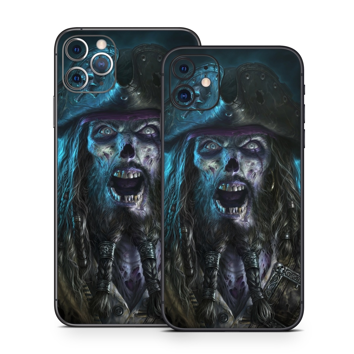 iPhone 11 Series Skin design of Darkness, Illustration, Art, Ghost, Fictional character, Beard, with black, white, blue, gray colors