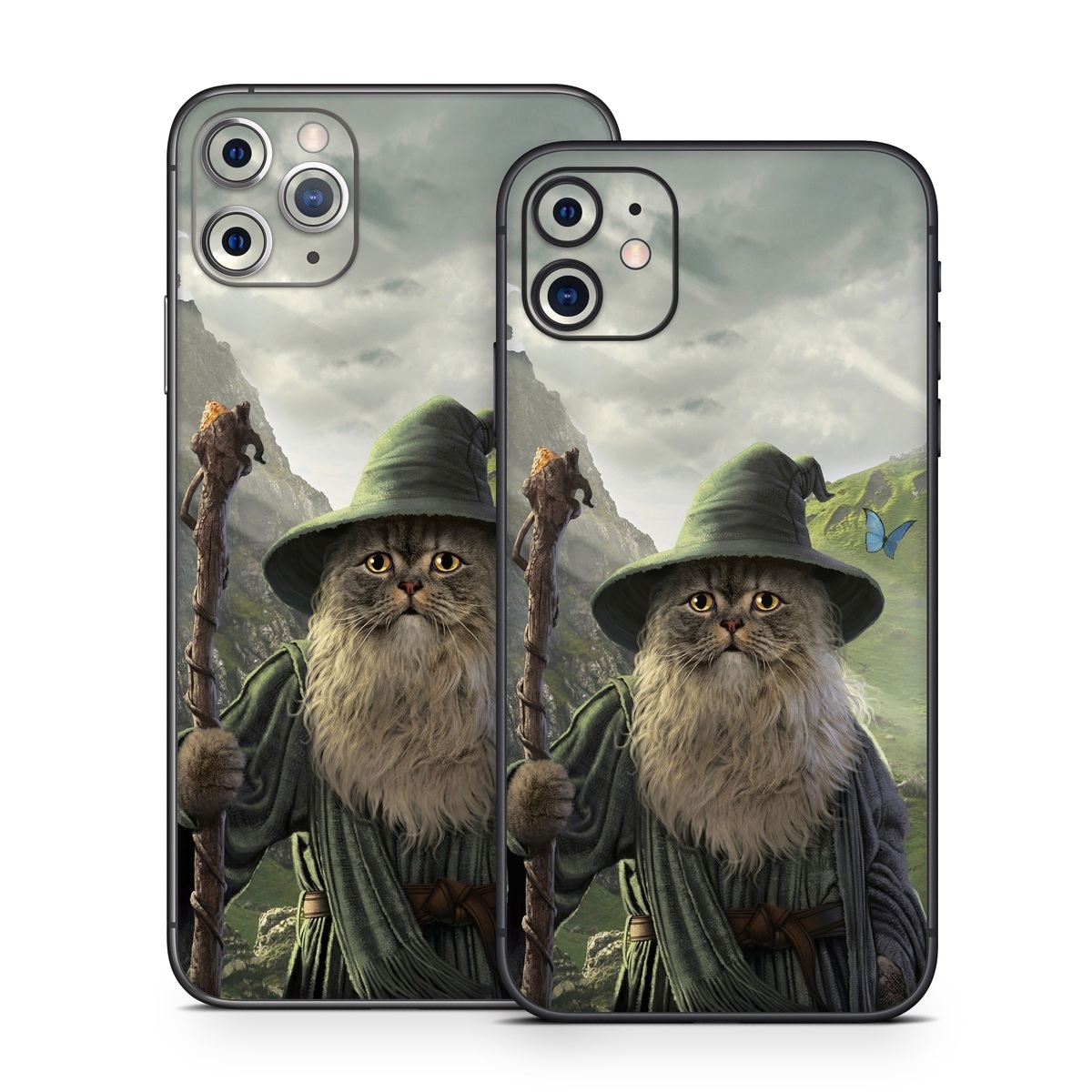 iPhone 11 Series Skin design of Beard, Facial hair, Illustration, Mythology, Magician, Fictional character, Cg artwork, Games, Art, with green, gray, brown, blue, green, white, yellow, black colors