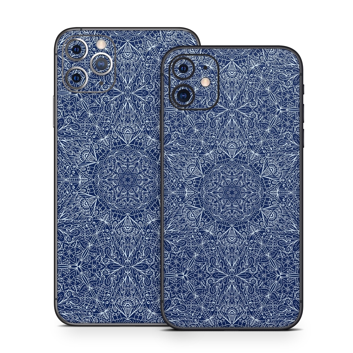 iPhone 11 Series Skin design of Blue, Pattern, Azure, Cobalt blue, Design, Textile, Electric blue, Wallpaper, Symmetry, with blue, white colors