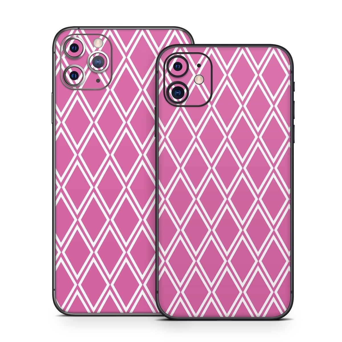 iPhone 11 Series Skin design of Pink, Rectangle, Font, Material property, Magenta, Symmetry, Parallel, Pattern, Peach, Circle, with pink, white colors
