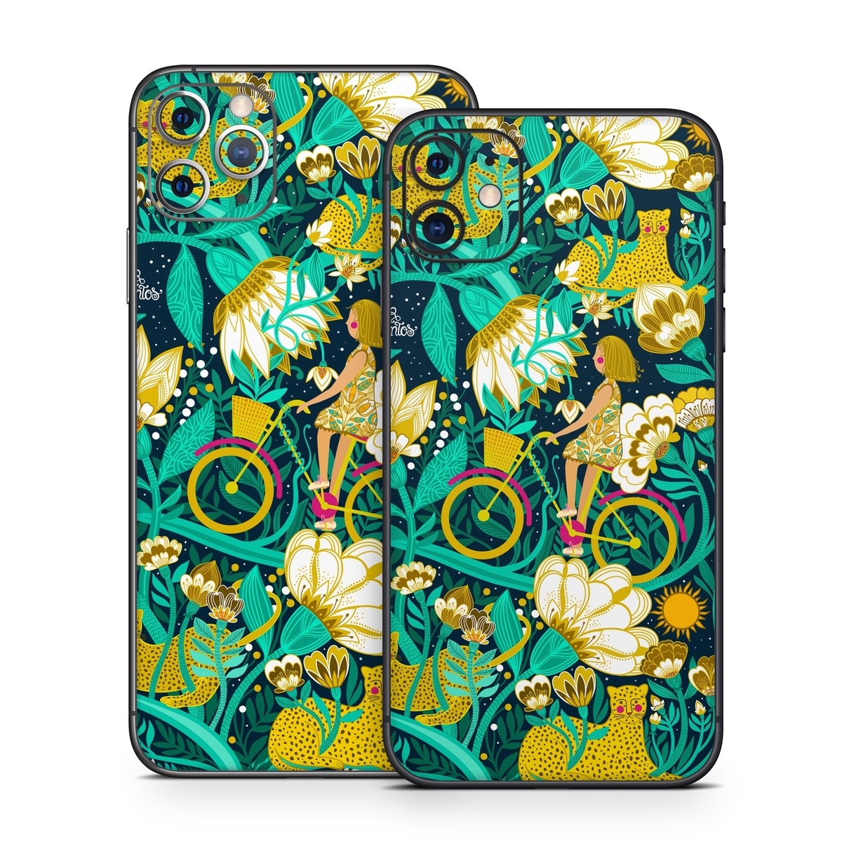 iPhone 11 Series Skin design of Green, Rectangle, Plant, Aqua, Pattern, Electric blue, Art, Motif, Design, Visual arts, with green, black, blue, yellow, pink, white, red, brown colors