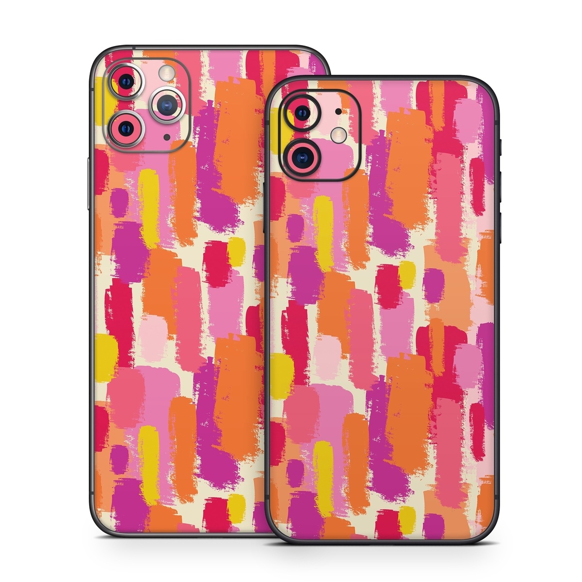iPhone 11 Series Skin design of Font, Material property, Magenta, Pattern, Art, Graphics, Tints and shades, Visual arts, Design, Graphic design, with orange, yellow, pink, purple, red, white colors