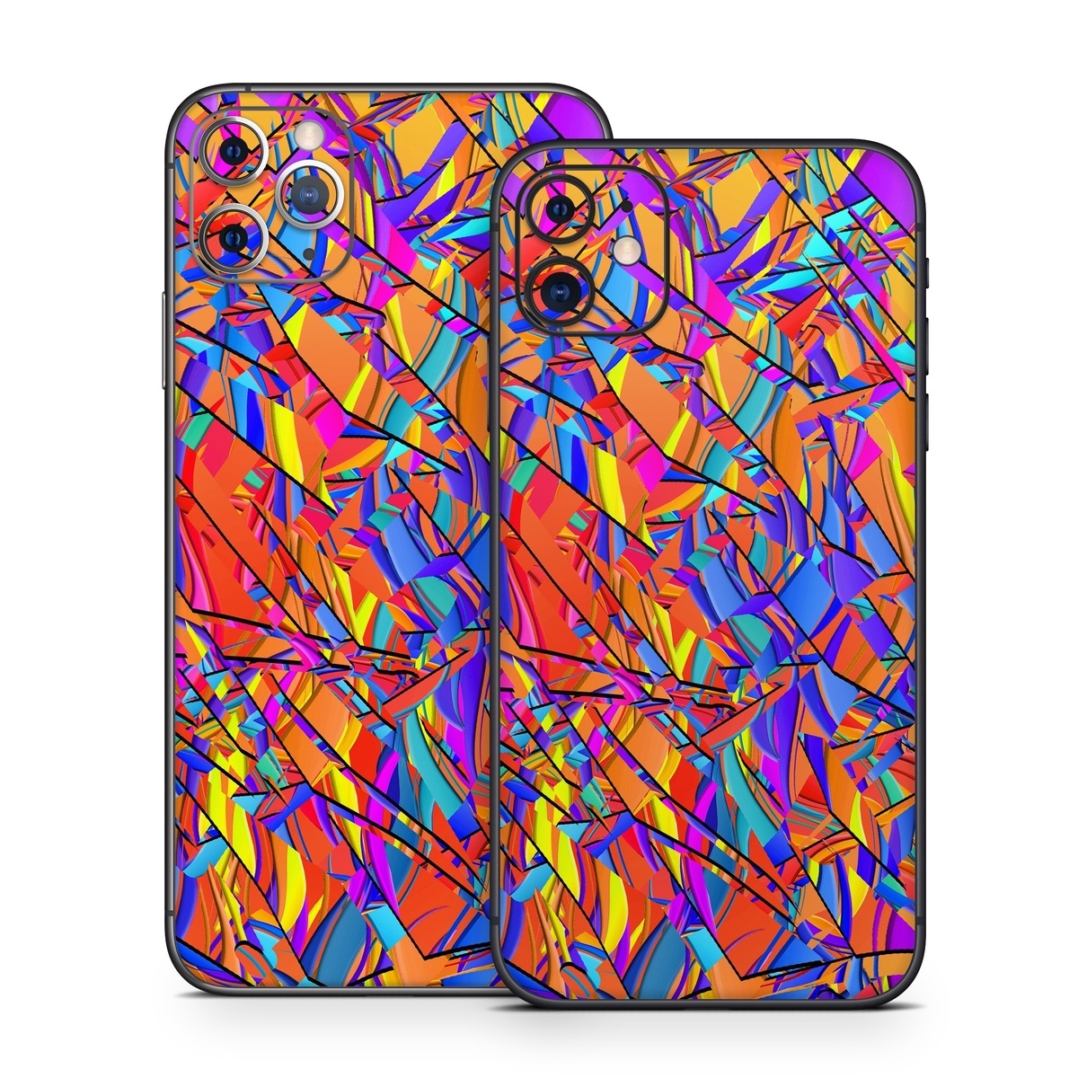 iPhone 11 Series Skin design of Pattern, Psychedelic art, Line, Visual arts, Art, with orange, yellow, blue, purple, pink colors
