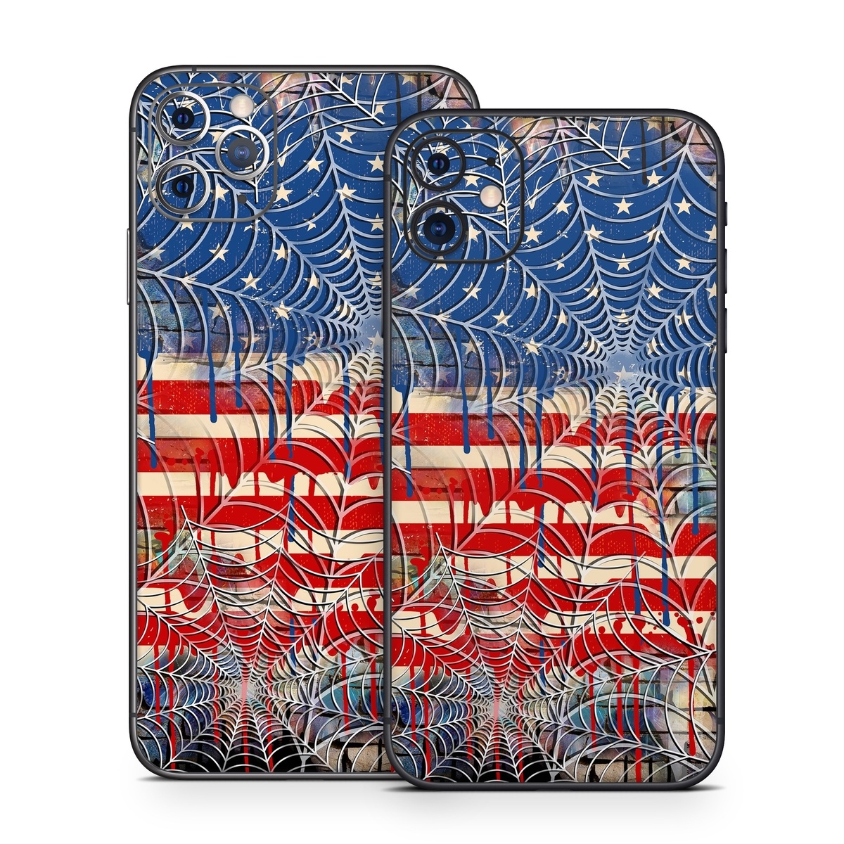 iPhone 11 Series Skin design of Graffiti, Art, Pattern, Flag, Street art, Line, Textile, Mural, Modern art, with red, blue, white, black colors