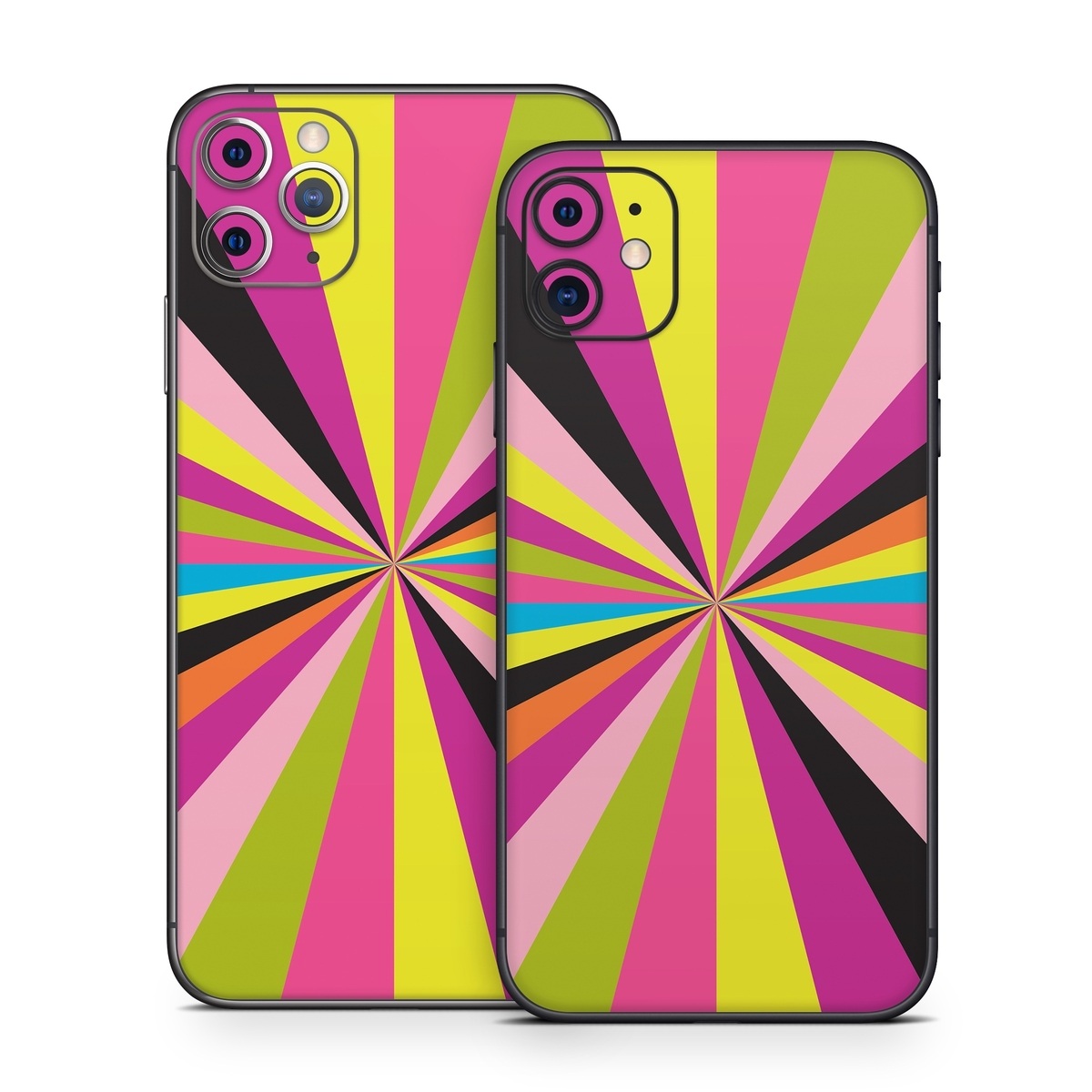 iPhone 11 Series Skin design of Colorfulness, Material property, Magenta, Symmetry, Tints and shades, Creative arts, Pattern, Electric blue, Art, Design, with black, pink, yellow, purple, green, blue, orange colors