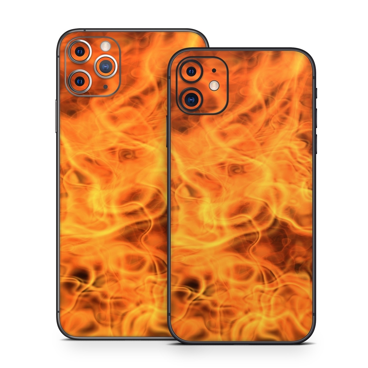 iPhone 11 Series Skin design of Flame, Fire, Heat, Orange, with red, orange, black colors