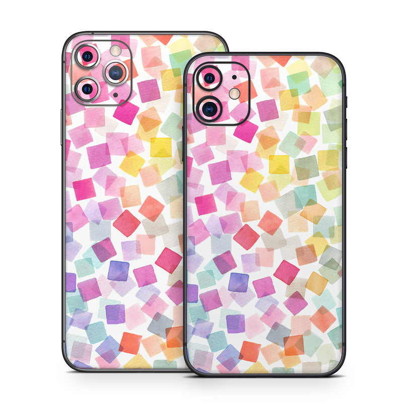 iPhone 11 Series Skin design of Pink, Orange, Wrapping Paper, Art Paper, Pattern, Triangle, with white, pink, red, orange, yellow, blue, green, purple colors