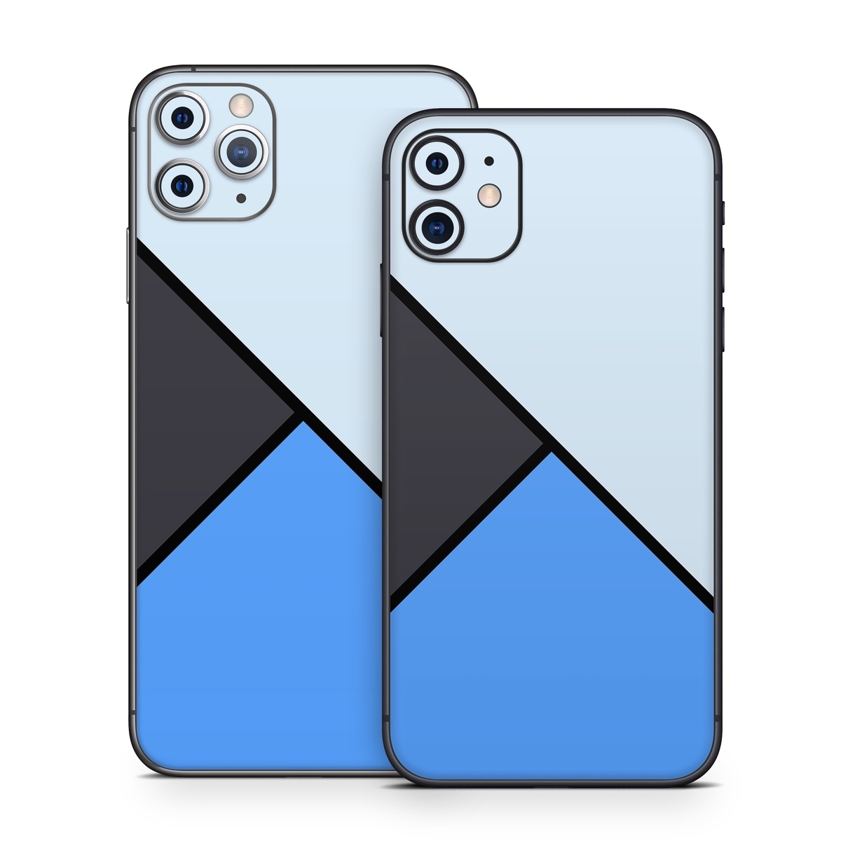 iPhone 11 Series Skin design of Blue, Line, Cobalt blue, Triangle, Azure, Electric blue, Parallel, Symmetry, Font, with blue, gray, black colors