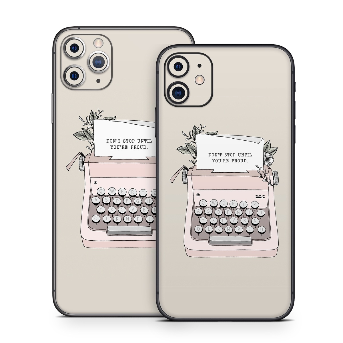 iPhone 11 Series Skin design of Typewriter, Office equipment, Space bar, Office supplies, Illustration, with black, white, pink colors