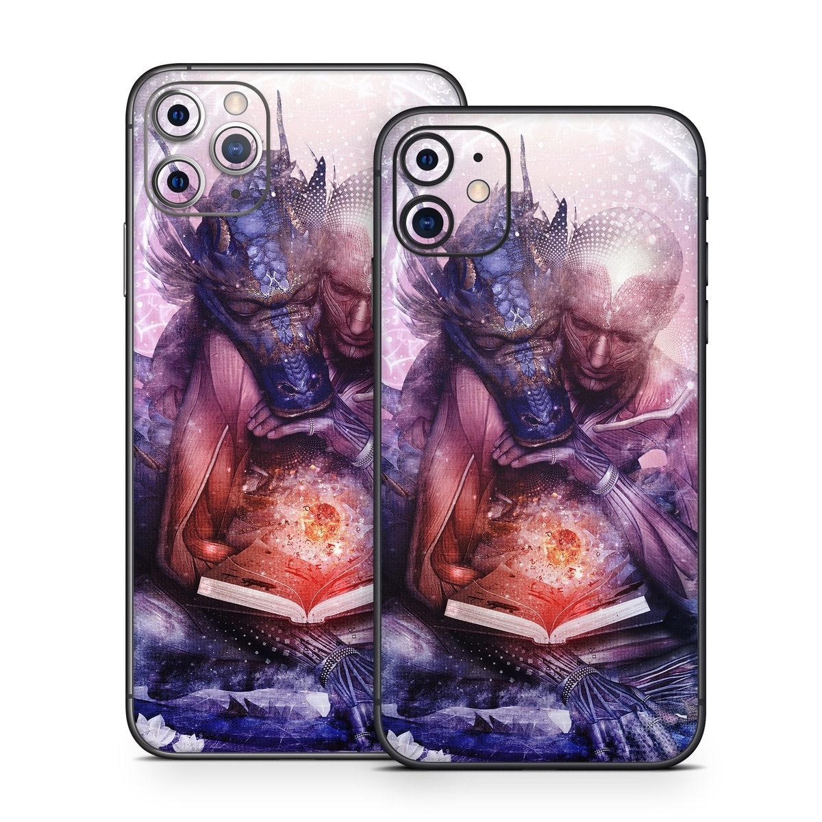 iPhone 11 Series Skin design of Cg artwork, Illustration, Graphic design, Fictional character, Mythology, Graphics, Space, Art, Darkness, with blue, black, red, yellow, white colors