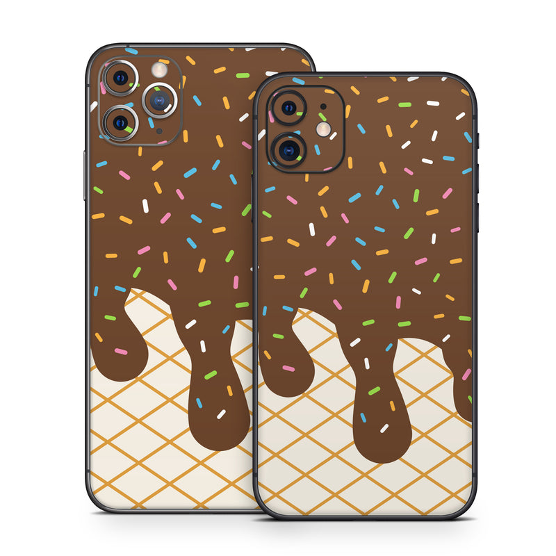 iPhone 11 Series Skin design, with white, brown, yellow, green, pink, orange, blue colors