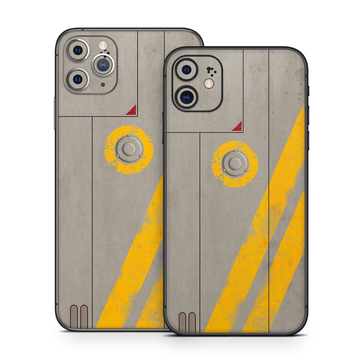 iPhone 11 Series Skin design of Yellow, Wall, Line, Orange, Design, Concrete, Font, Architecture, Parallel, Wood, with gray, yellow, red, black colors