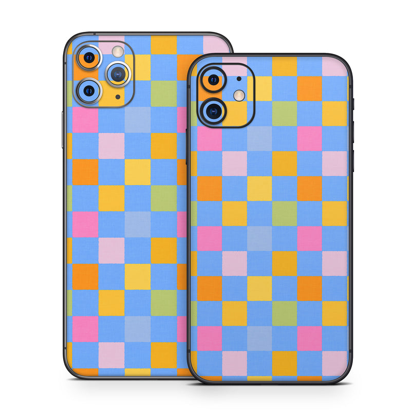 iPhone 11 Series Skin design of Rectangle, Azure, Textile, Orange, Aqua, Font, Symmetry, Magenta, Tints and shades, Parallel, with blue, yellow, orange, green, pink colors