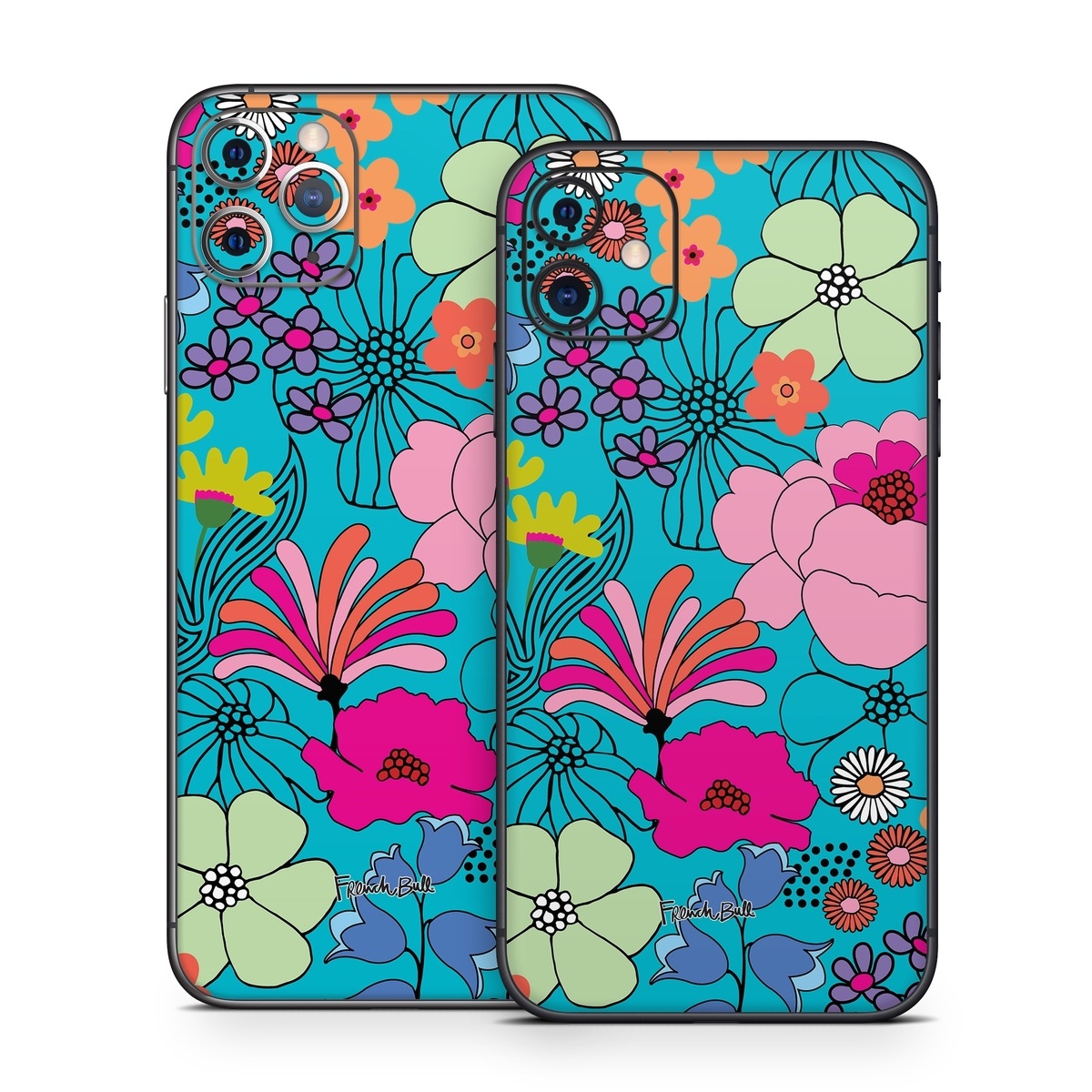 iPhone 11 Series Skin design of Flower, Green, Azure, Nature, Botany, Petal, Blue, Textile, Pink, Art, with blue, pink, yellow, orange, red, purple, green colors