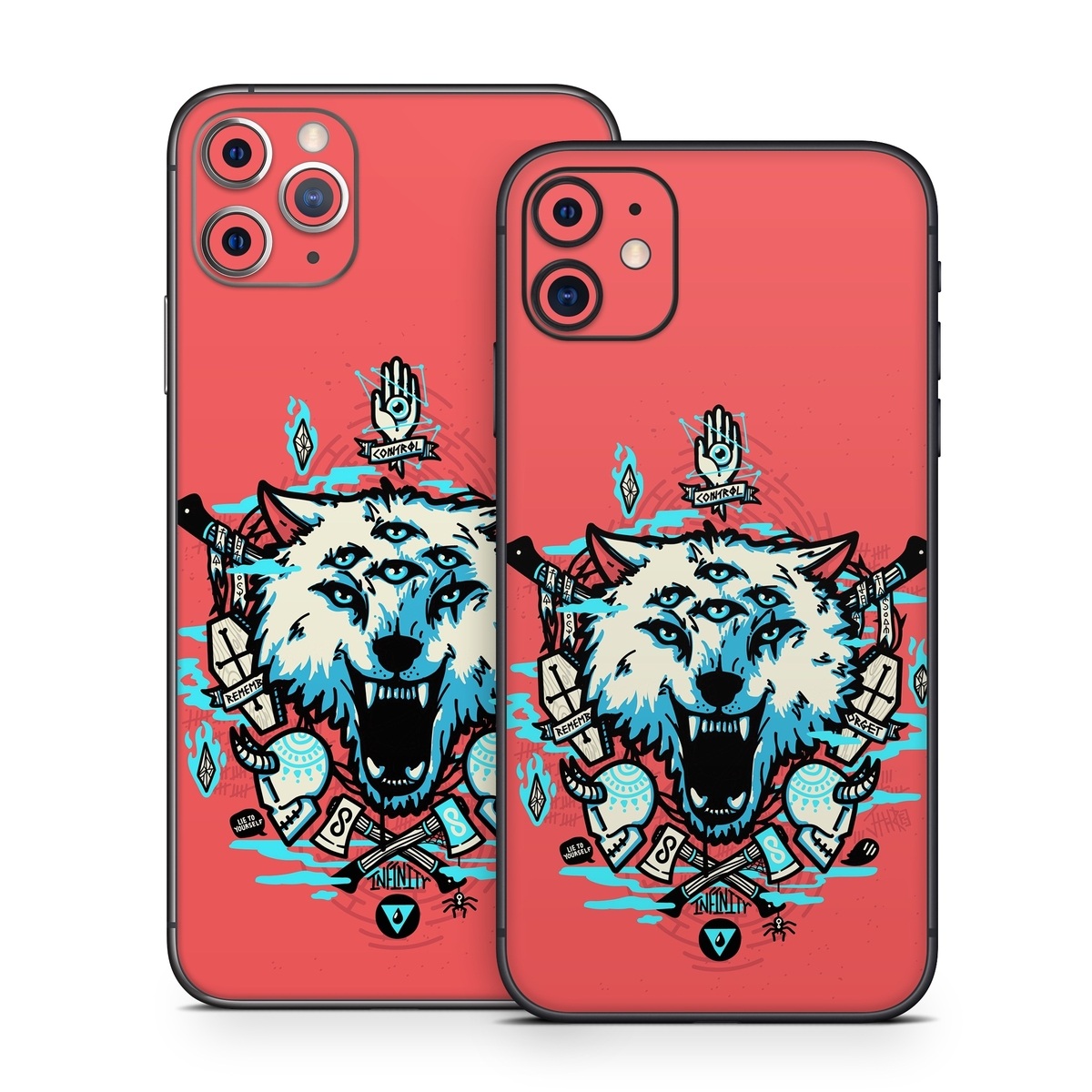 iPhone 11 Series Skin design of Graphic design, Illustration, Crest, Logo, T-shirt, Symbol, Font, Graphics, Emblem, Pattern, with red, blue, black, gray colors