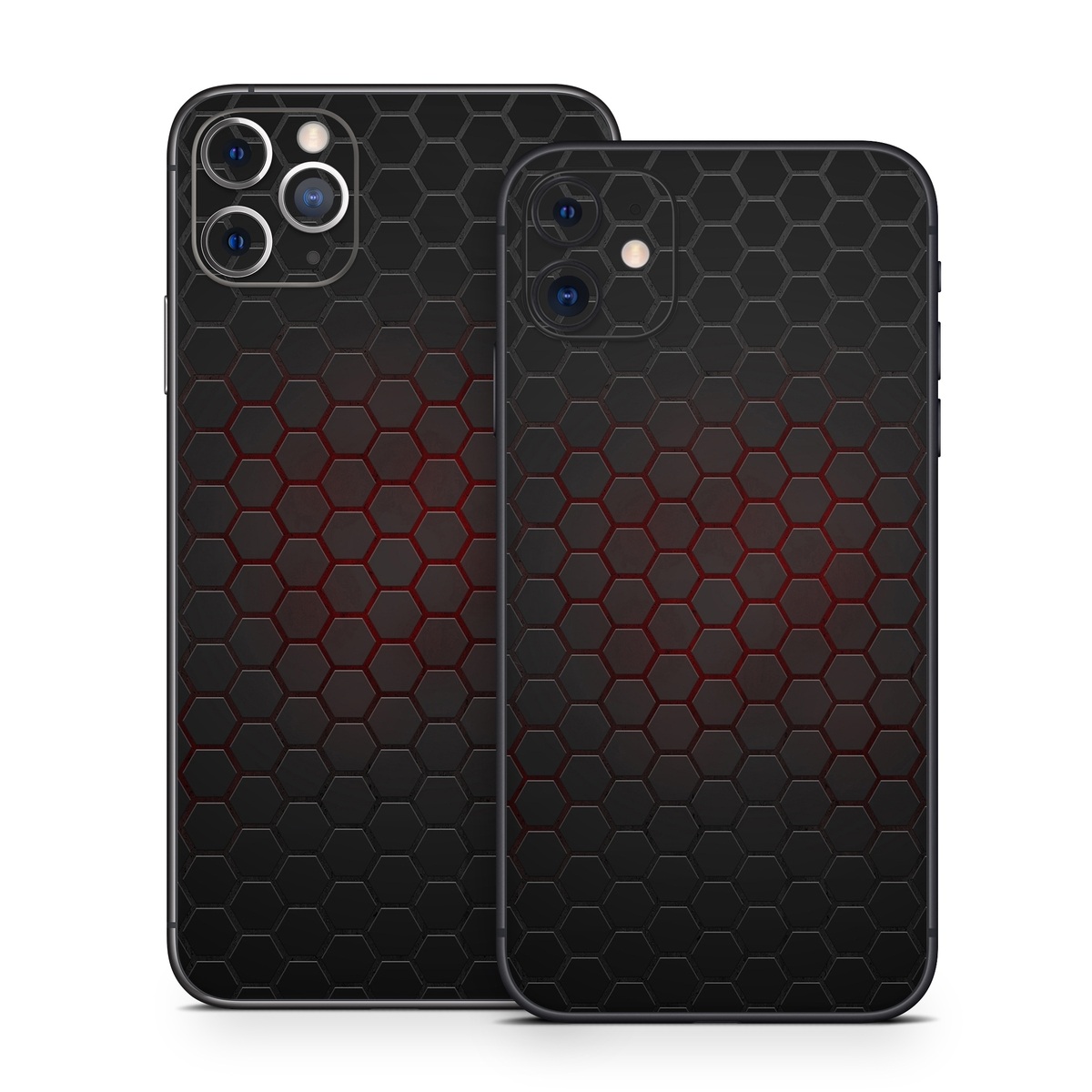 iPhone 11 Series Skin design of Black, Pattern, Metal, Design, Mesh, Carbon, Space, Wallpaper, with black, red colors