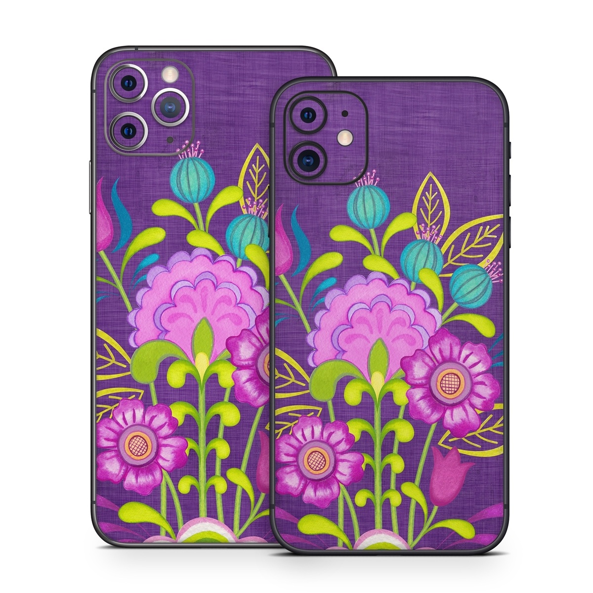 iPhone 11 Series Skin design of Flower, Pattern, Plant, Violet, Botany, Visual arts, Design, Floral design, Art, Magenta, with blue, purple, green, gray, red colors