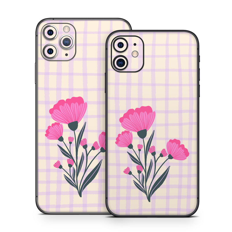 iPhone 11 Series Skin design of Flower, Plant, Petal, Product, Dishware, Textile, Creative arts, Pink, Art, Magenta, with white, green, pink, purple colors