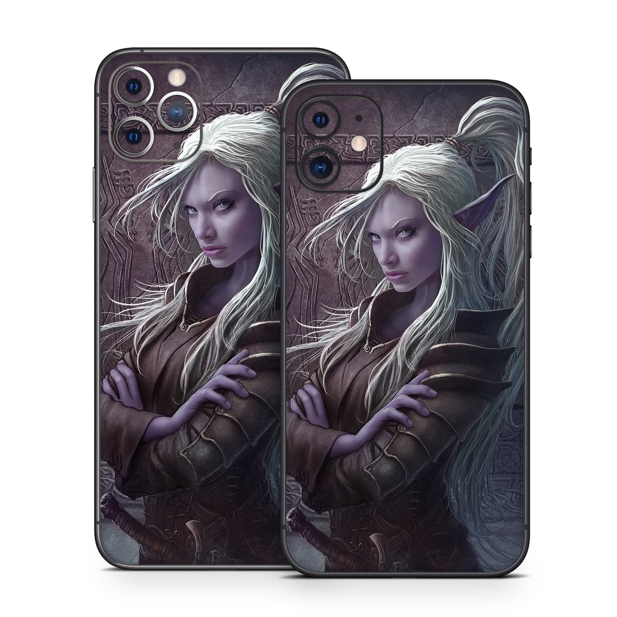 iPhone 11 Series Skin design of Cg artwork, Beauty, Purple, Lady, Illustration, Fictional character, Long hair, Photography, Art, Portrait, with black, gray, purple colors