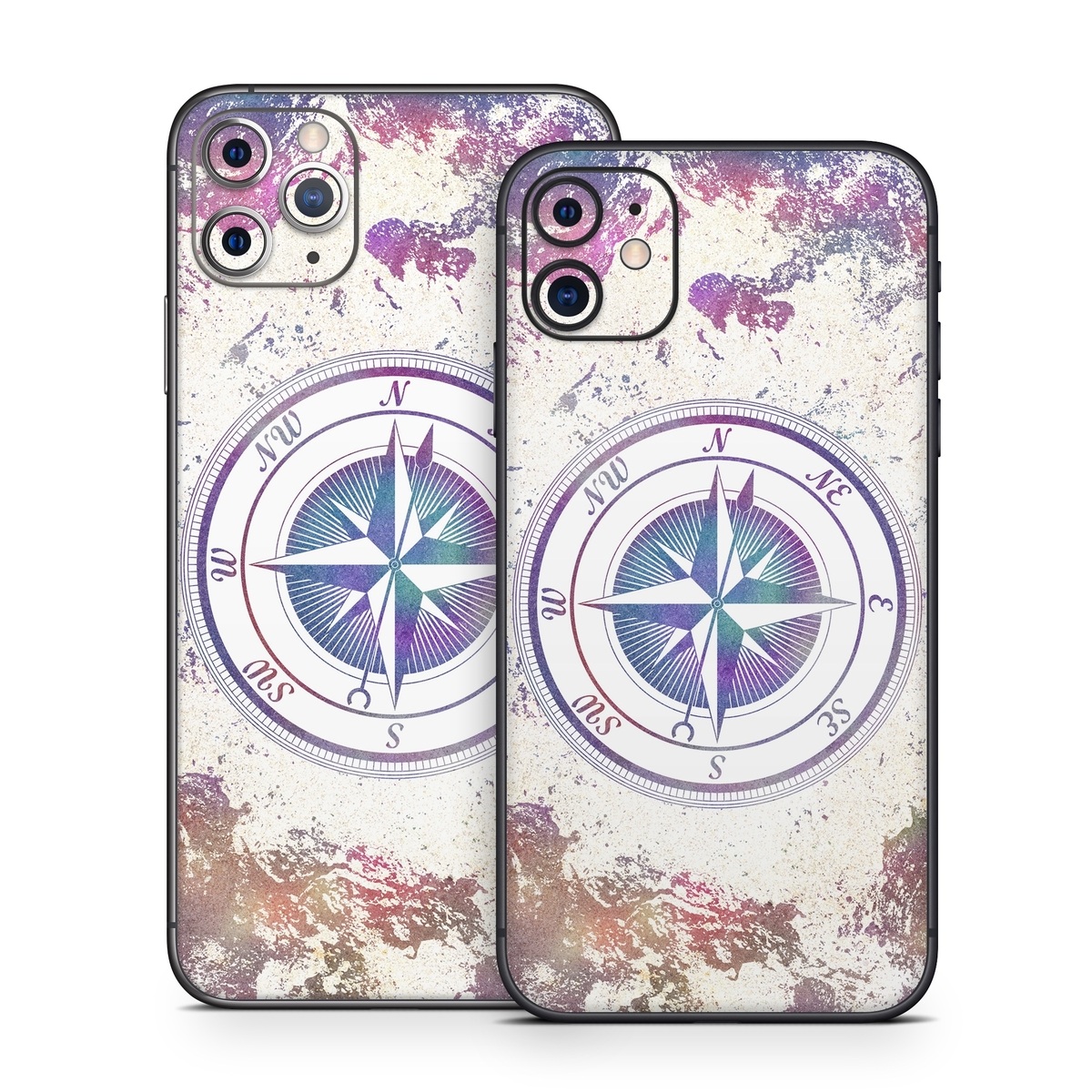 iPhone 11 Series Skin design of Clock, Circle, Compass, Graphics, Pattern, Illustration, Interior design, with gray, white, yellow, pink, purple, blue colors