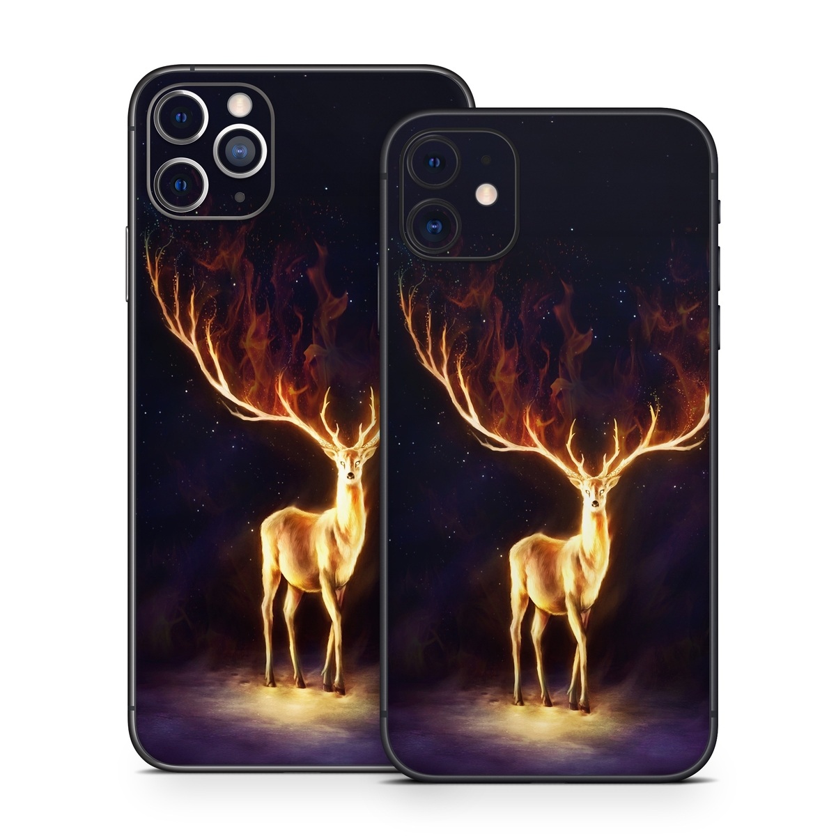 iPhone 11 Series Skin design of Plant, Tree, Organism, Entertainment, Fawn, Art, Heat, Performing arts, Landscape, Sky, with black, yellow, red, orange, purple colors