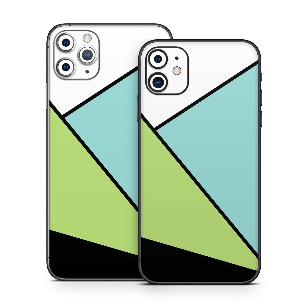 iPhone 11 Series Skin design of Green, Line, Blue, Triangle, Design, Parallel, Pattern, Graphic design, Slope, with white, black, green, blue colors