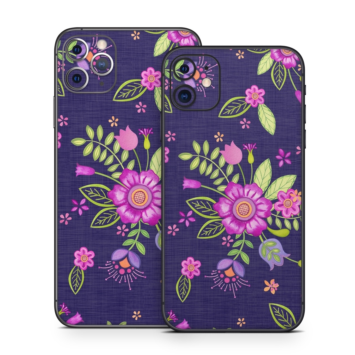 iPhone 11 Series Skin design of Pink, Pattern, Magenta, Purple, Violet, Floral design, Lilac, Textile, Visual arts, Pedicel, with black, gray, purple, green, blue colors