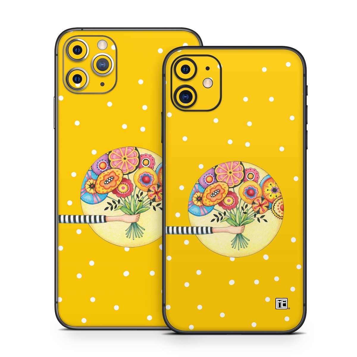 iPhone 11 Series Skin design of Circle, Illustration, Clip art, Plant, with orange, yellow, pink, gray, green, black colors