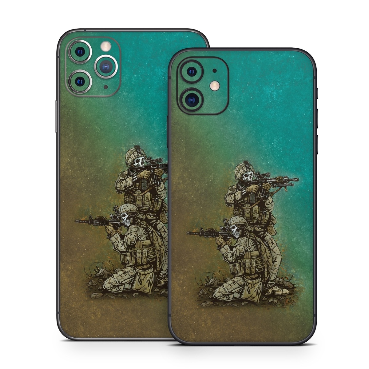 iPhone 11 Series Skin design of Art, Sculpture, Landscape, Illustration, Visual arts, Wood, Drawing, Fictional character, Soil, Circle, with blue, green, white, gray, brown colors