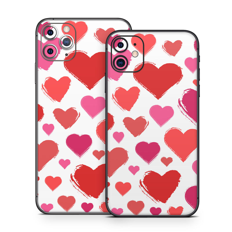 iPhone 11 Series Skin design of Photograph, Organ, Human body, Red, Pink, Material property, Pattern, Font, Magenta, Heart, with white, red, pink colors