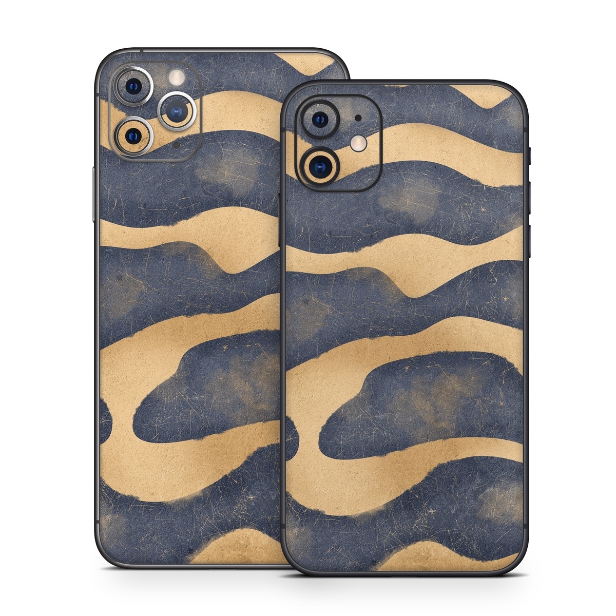 iPhone 11 Series Skin design of Art, Painting, Pattern, Font, Landscape, Dune, Illustration, Aeolian landform, Sand, Visual arts, with blue, brown colors