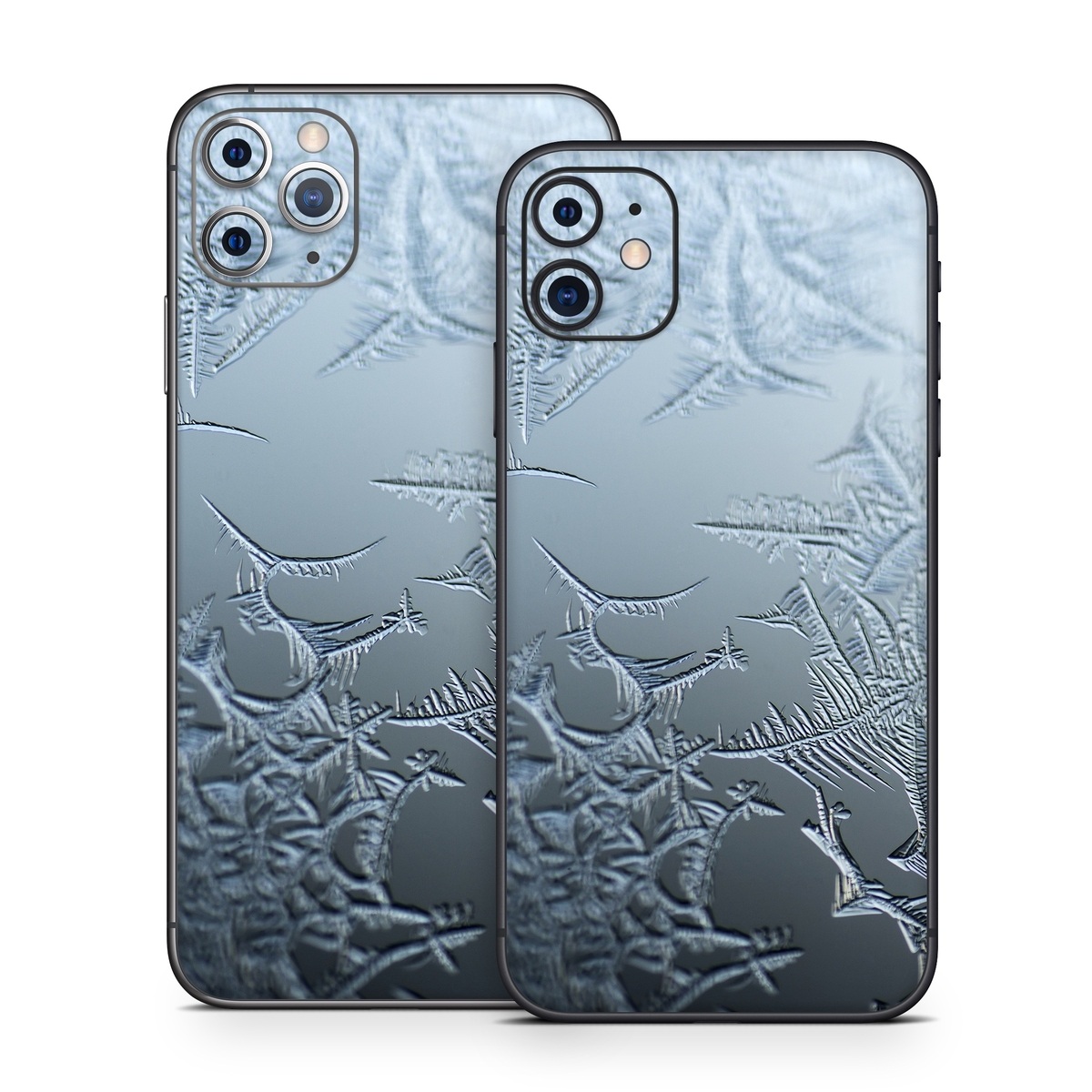 iPhone 11 Series Skin design of Water, Frost, Freezing, Winter, Pattern, Ice, Sky, Atmosphere, Design, Reflection, with blue, gray, white, black colors