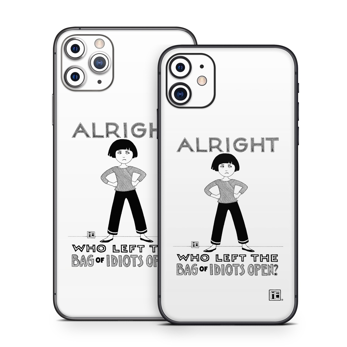 iPhone 11 Series Skin design of Font, Poster, Illustration, with black, white colors