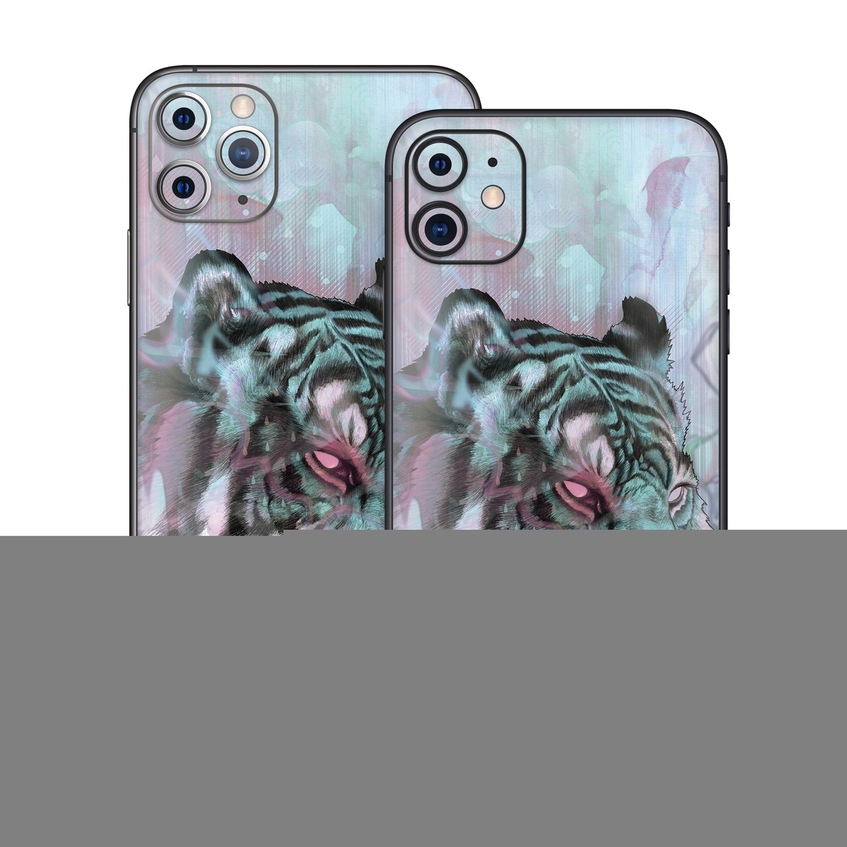 iPhone 11 Series Skin design of Watercolor paint, Illustration, Art, Visual arts, Drawing, Graphic design, Pattern, Painting, Acrylic paint, Fictional character, with gray, purple, black colors