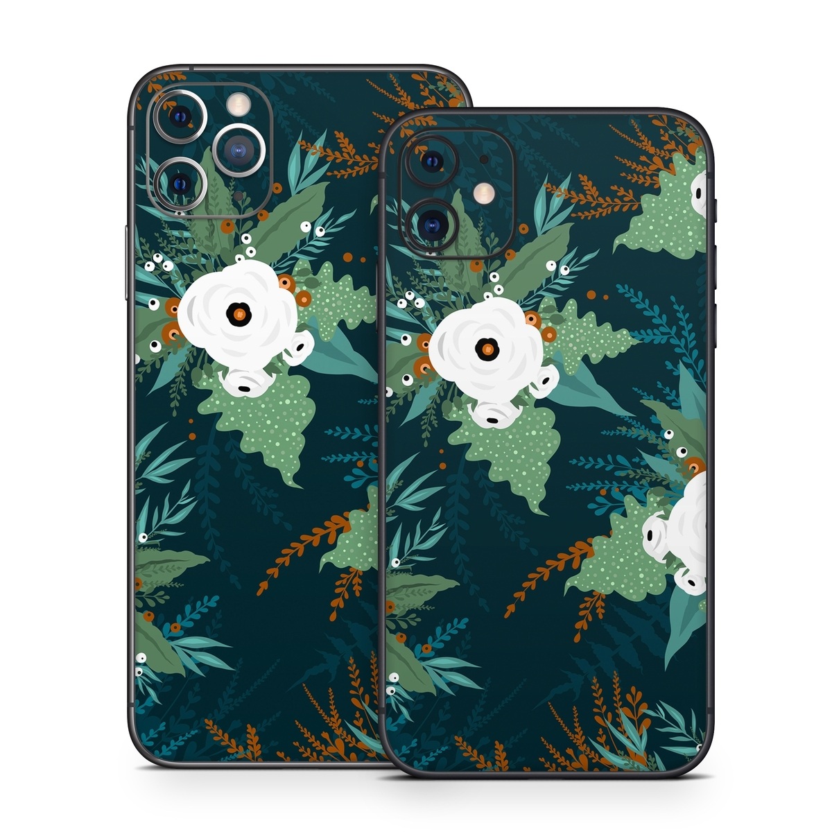 iPhone 11 Series Skin design of Pattern, Branch, Tree, Illustration, Design, Plant, Textile, Art, Visual arts, Space, with green, white, red, blue colors