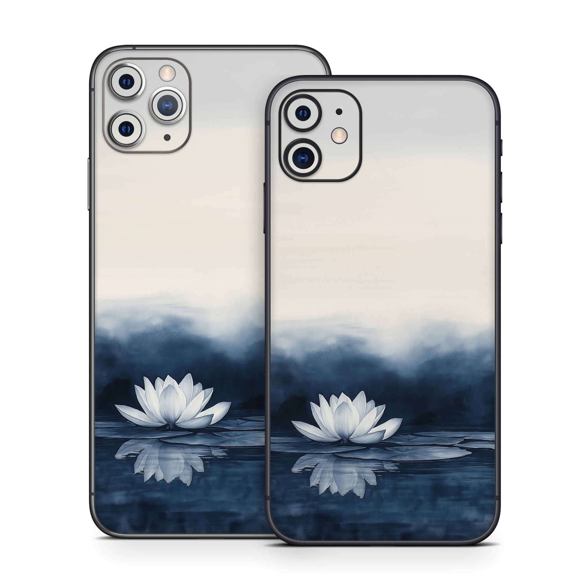 iPhone 11 Series Skin design of Water, Flower, Plant, Liquid, Lotus, Sky, Nature, Petal, Fluid, Sacred lotus, with black, blue, white, gray colors