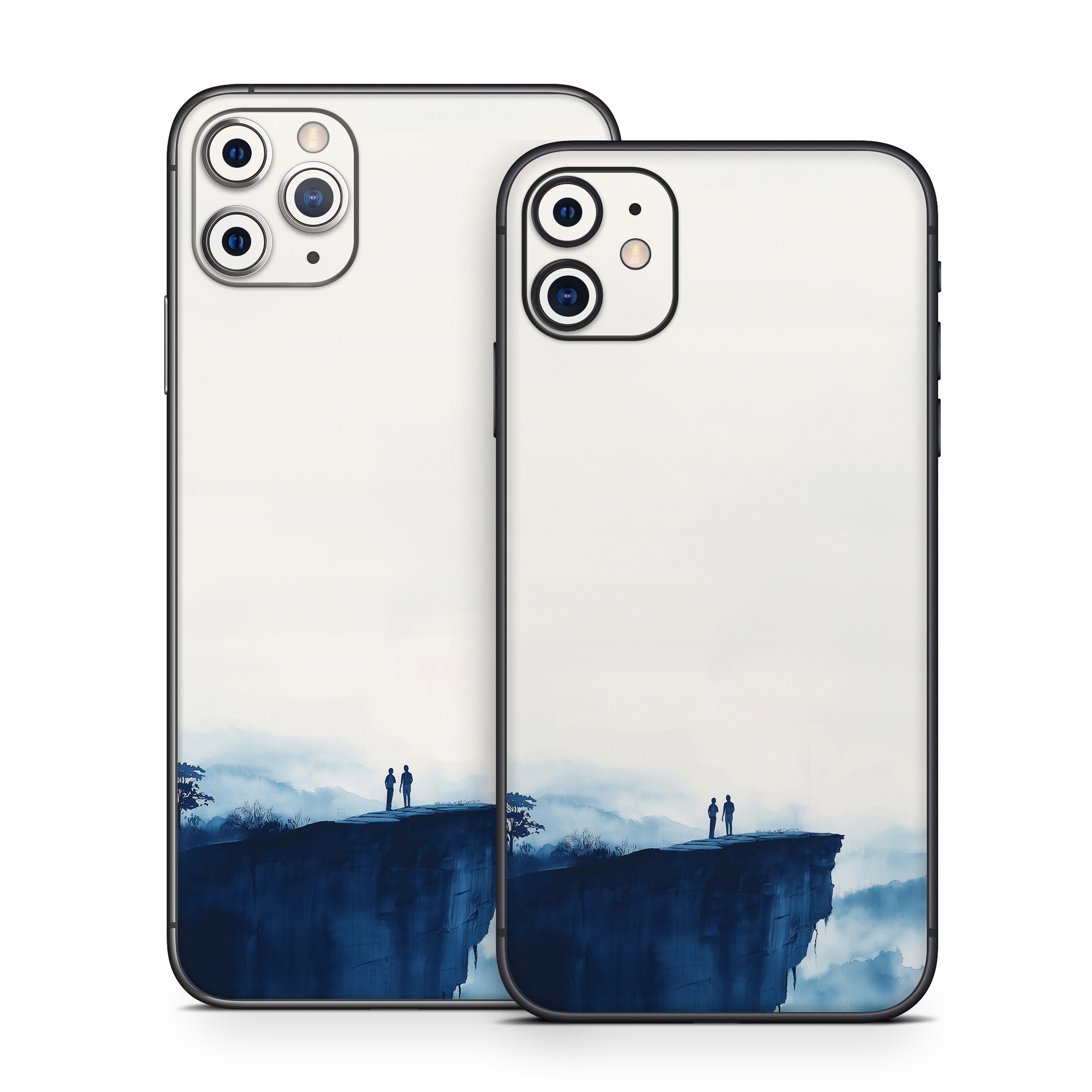 iPhone 11 Series Skin design of Cloud, Water, Sky, Slope, Mountain, Terrain, People in nature, Horizon, Landscape, Calm, with black, blue, white, gray colors