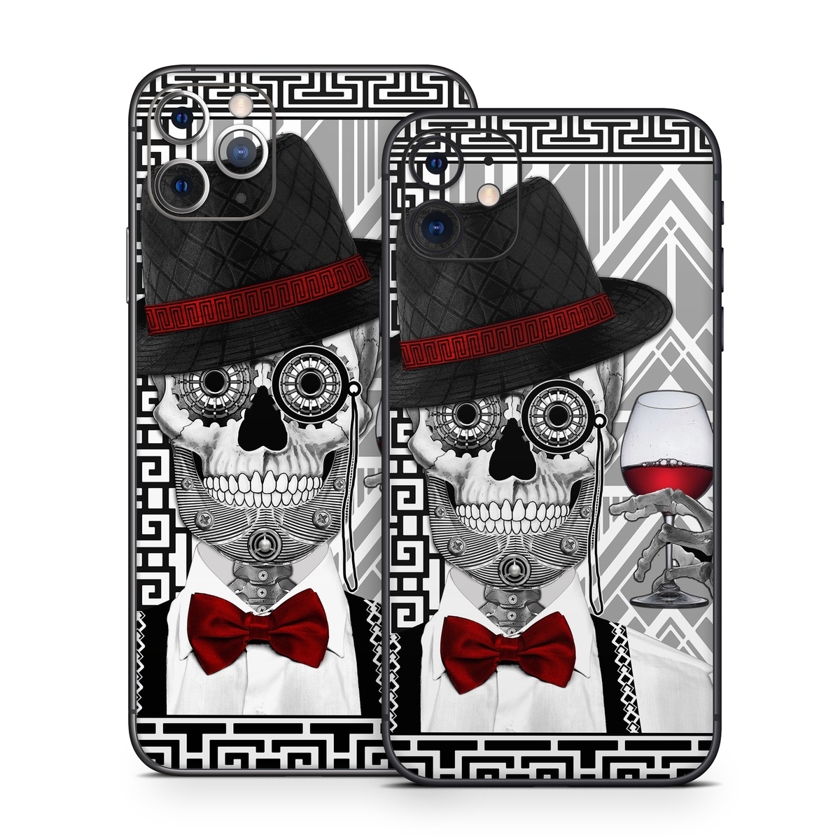 iPhone 11 Series Skin design of Cartoon, Poster, Font, Illustration, Headgear, Games, Photo caption, Fictional character, Graphic design, Hat, with black, white, red colors