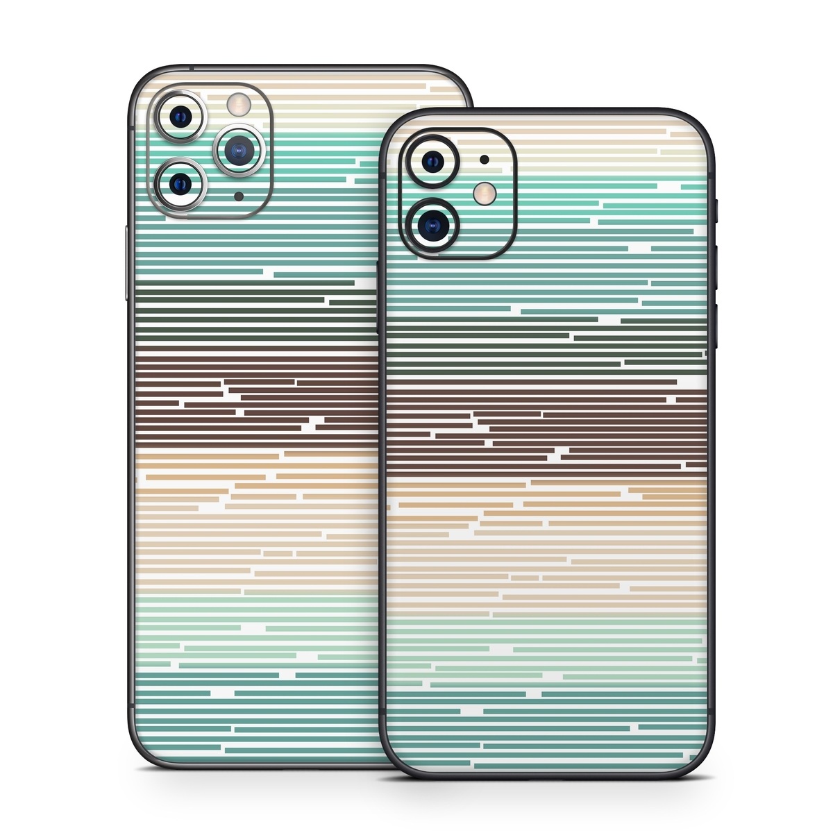 iPhone 11 Series Skin design of Line, Parallel, Pattern, with blue, brown, yellow, orange colors