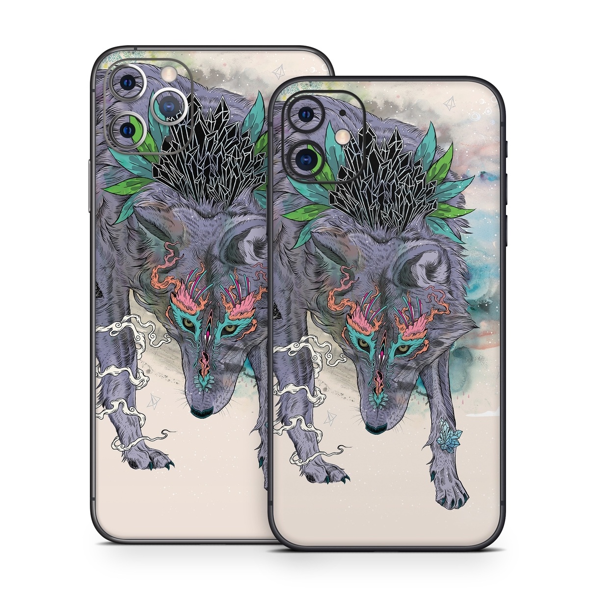 iPhone 11 Series Skin design of Illustration, Boar, Art, Drawing, Fictional character, Sketch, Suidae, with gray, pink, black, blue, yellow colors