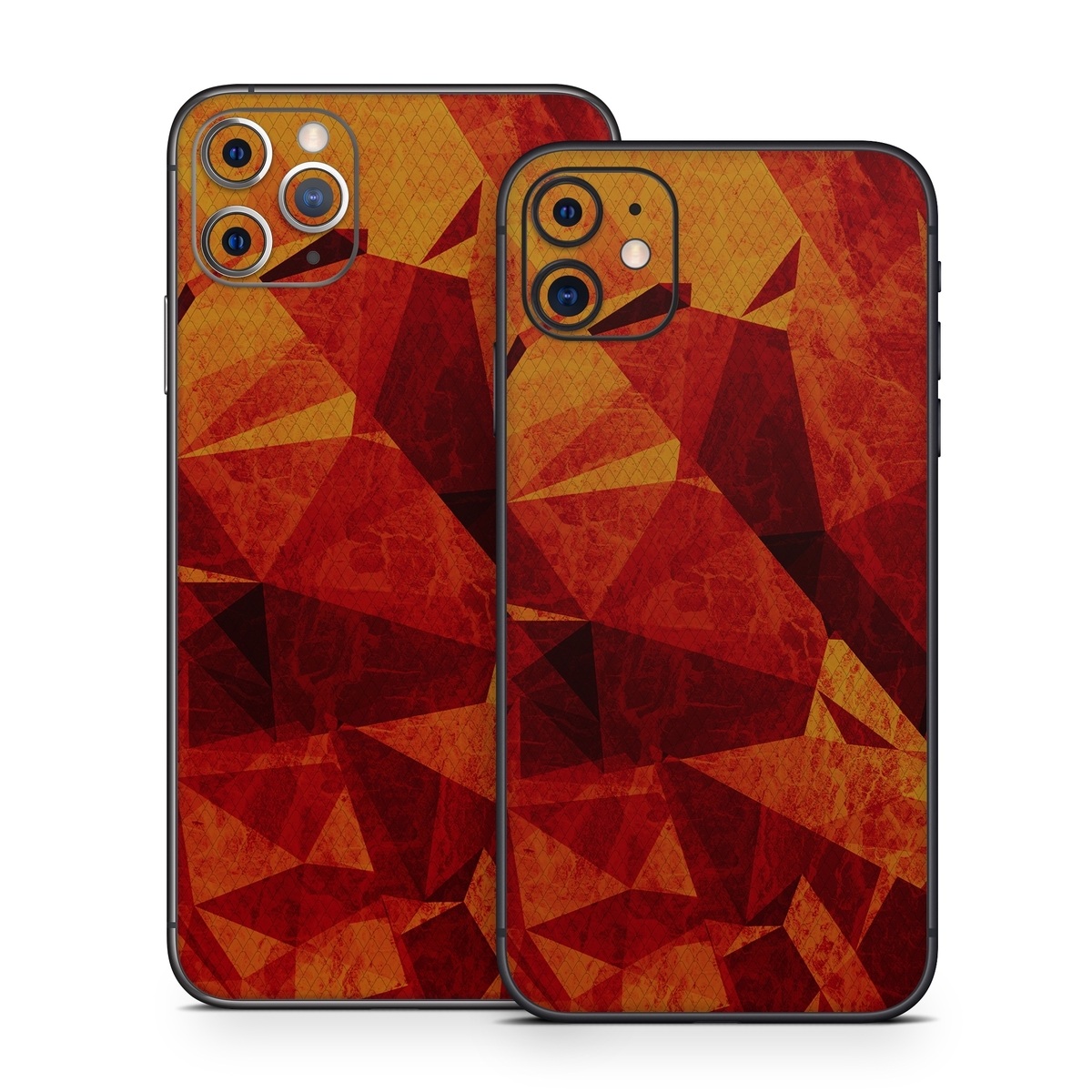 iPhone 11 Series Skin design of Orange, Red, Yellow, Triangle, Pattern, Amber, Design, Art, Visual arts, Modern art, with black, orange, yellow colors