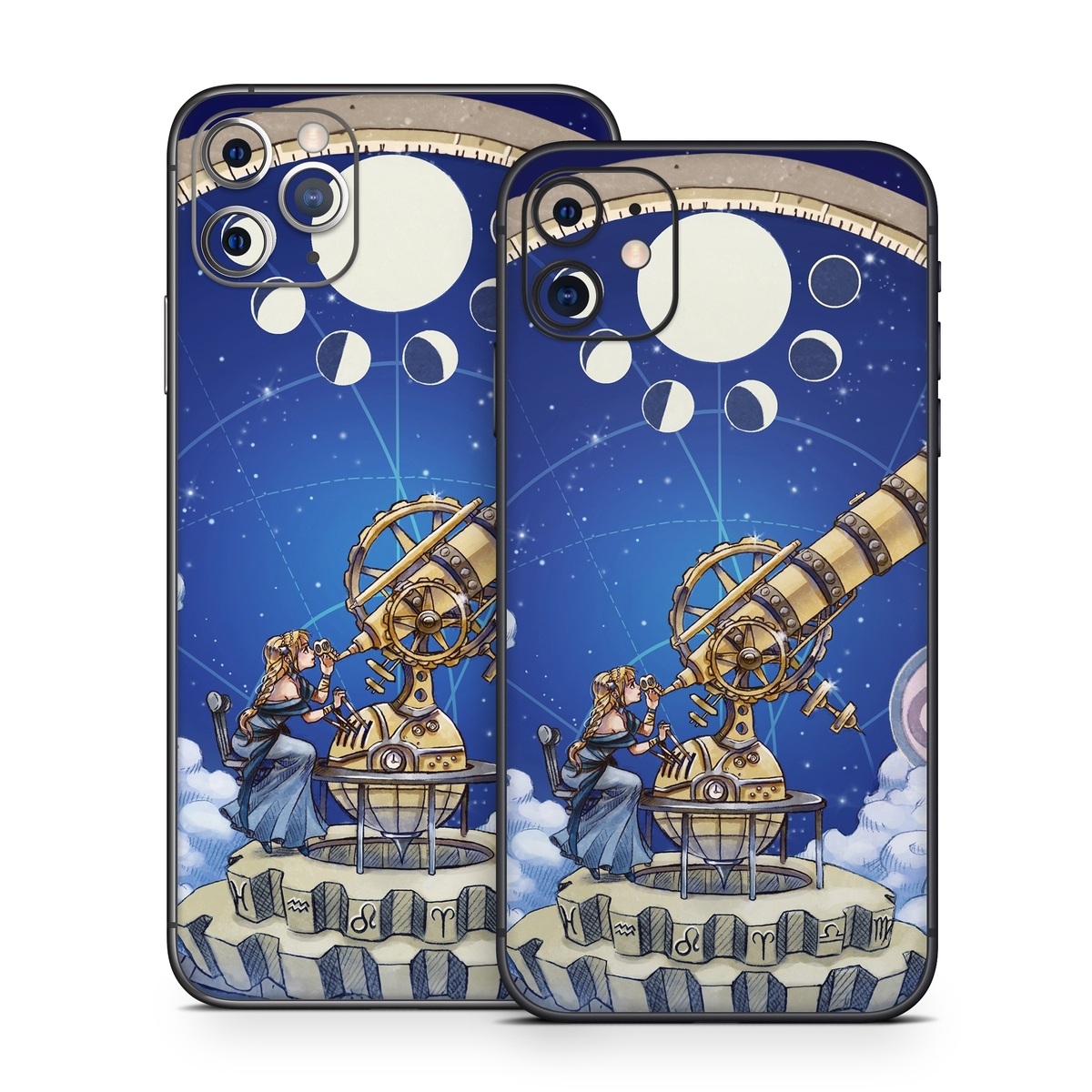 iPhone 11 Series Skin design of Circle, World, Space, Vehicle, Satellite, Illustration, with white, blue, yellow, pink, gray colors