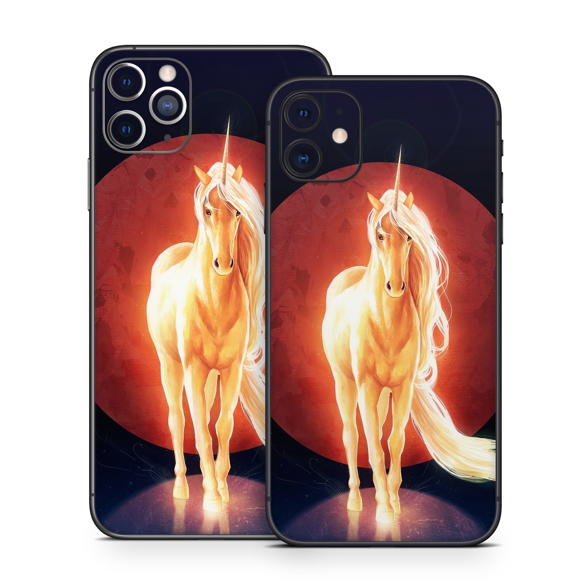 iPhone 11 Series Skin design of Hair, Horse, Human body, Jaw, Art, Entertainment, Heat, Neon, Flame, Tail, with black, red, orange, yellow, white, purple colors