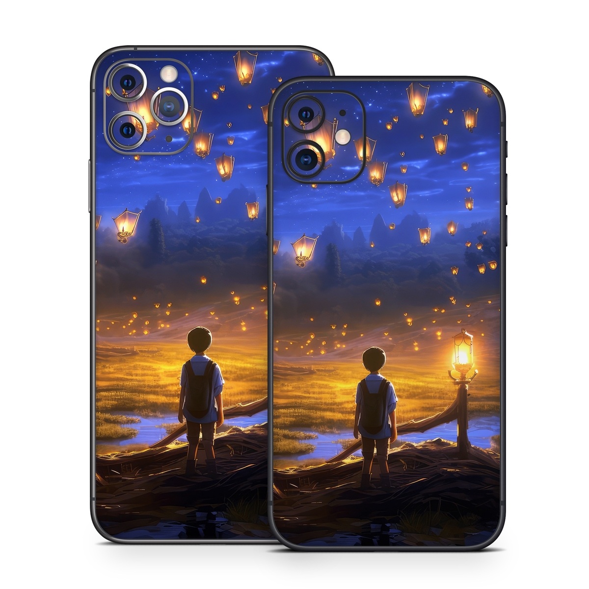 iPhone 11 Series Skin design of Cloud, World, Nature, Sky, People in nature, Happy, Flash photography, Natural landscape, Horizon, Heat, with black, blue, orange, yellow, gray, purple, orange, green colors