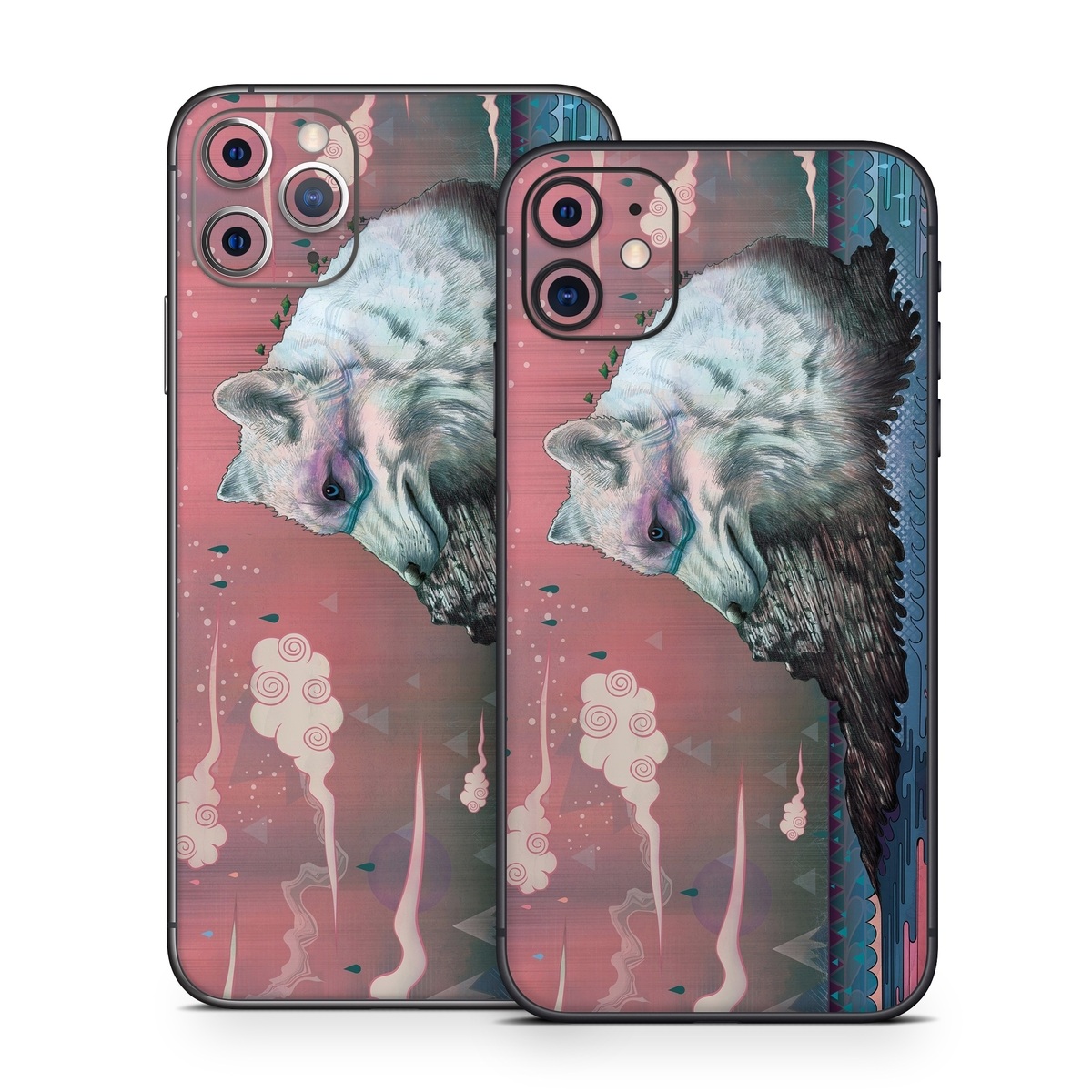 iPhone 11 Series Skin design of Illustration, Art, with gray, black, blue, red, purple colors