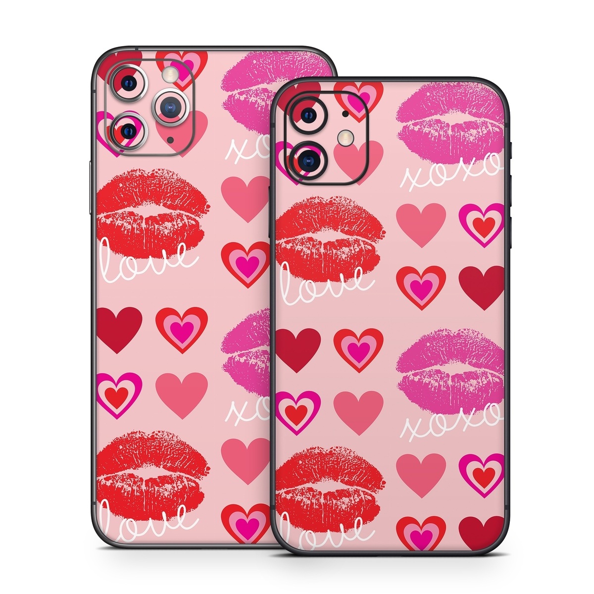 iPhone 11 Series Skin design of Organ, Pink, Red, Font, Material property, Magenta, Heart, Pattern, Happy, Love, with pink, red, white colors