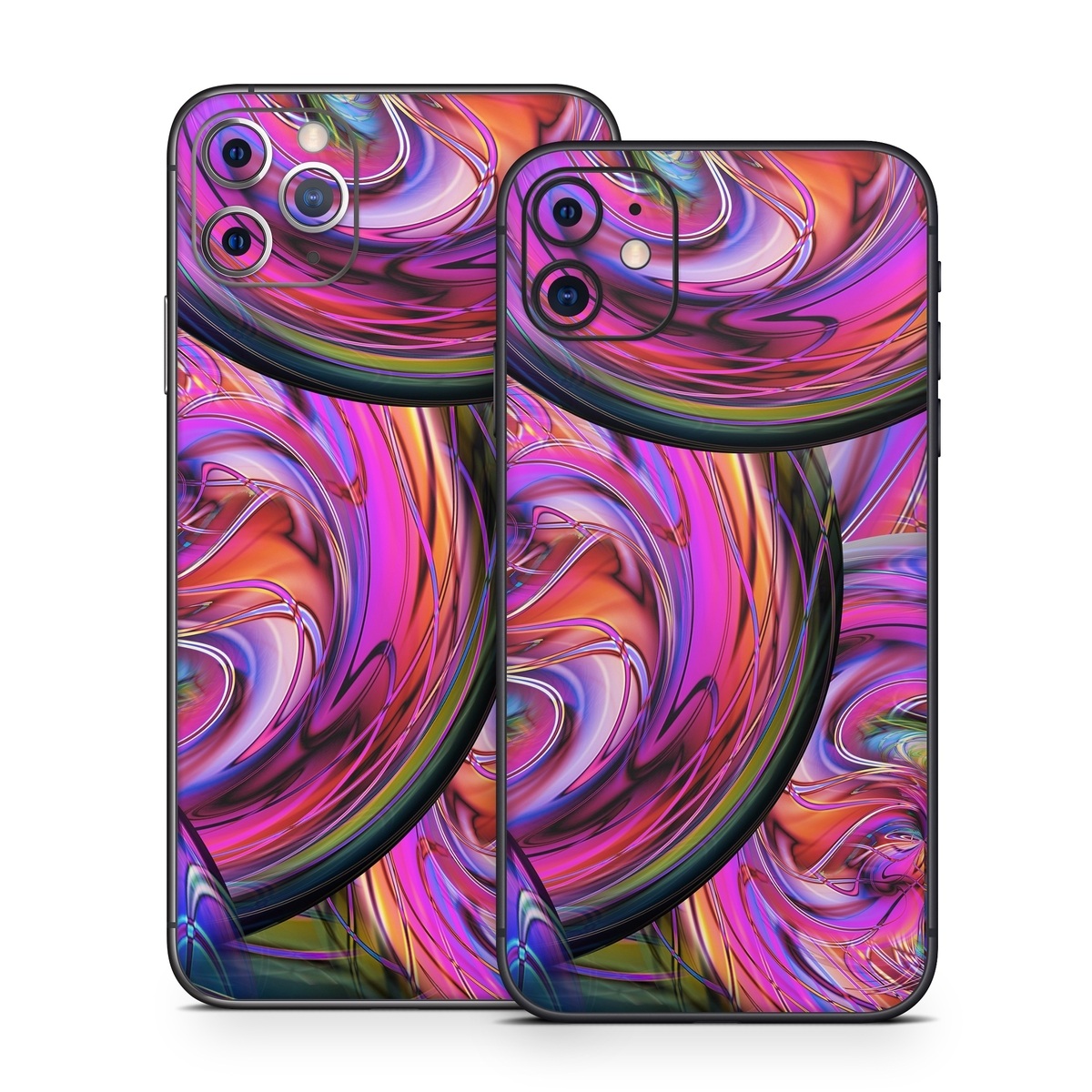 iPhone 11 Series Skin design of Pattern, Psychedelic art, Purple, Art, Fractal art, Design, Graphic design, Colorfulness, Textile, Visual arts, with purple, black, red, gray, blue, green colors