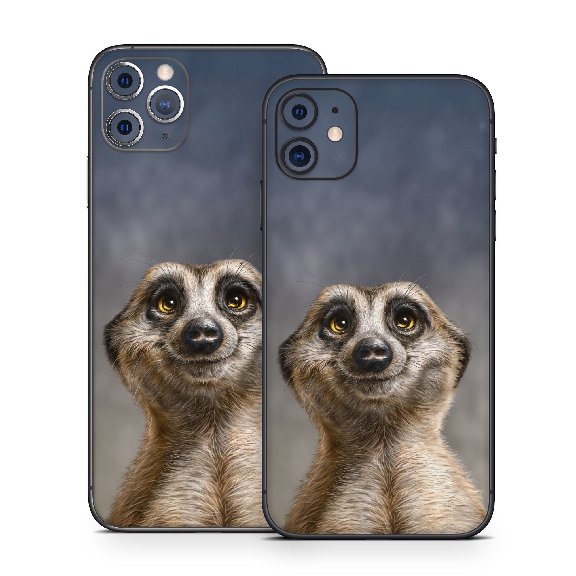 iPhone 11 Series Skin design of Face, Head, Eye, Eyelash, Human body, Carnivore, Iris, Terrestrial animal, Whiskers, Snout, with white, gray, brown, yellow, black, blue colors